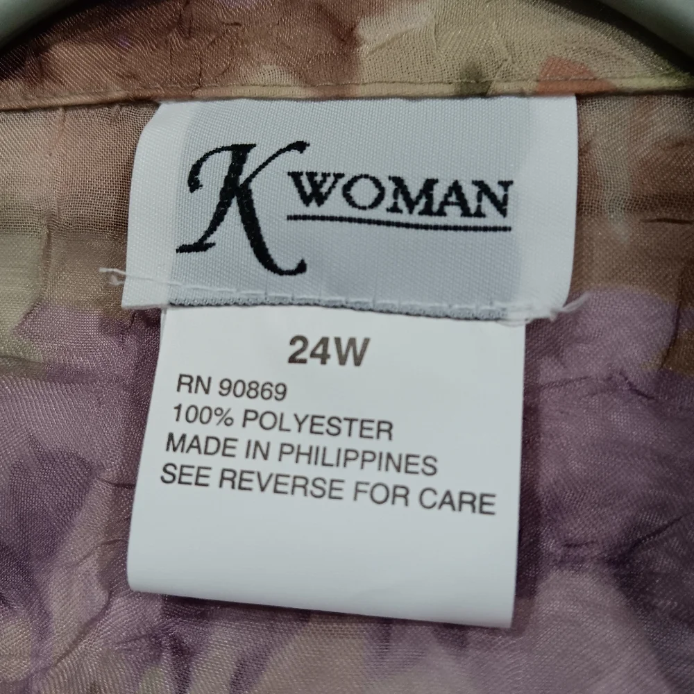 K Woman Women's (Size 24W) Green/Purple Floral Two-Piece Dress Set (NWT) - Picture 6 of 16